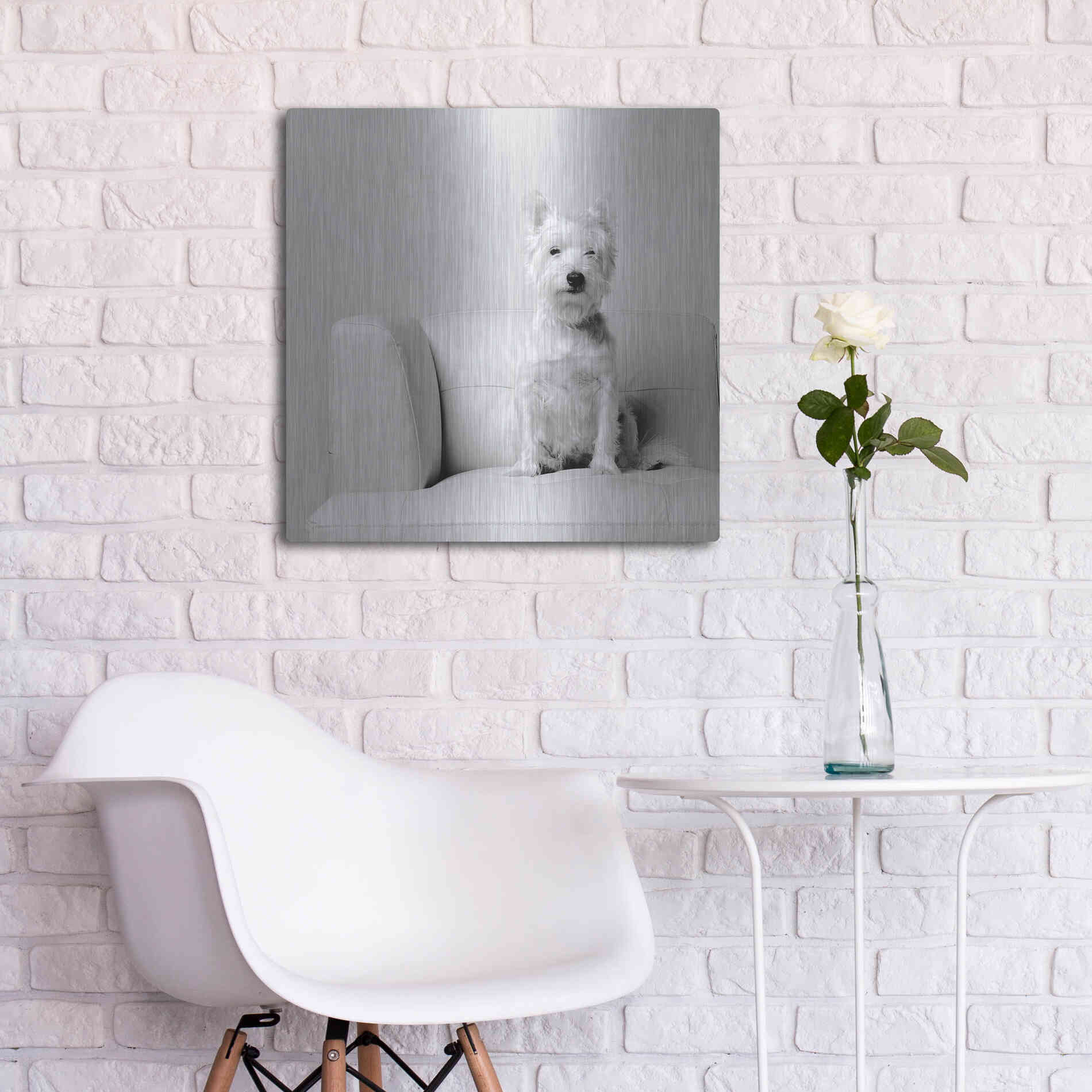 Luxe Metal Art 'White on White' by Edward M. Fielding, Metal Wall Art,24x24