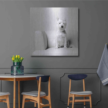 Luxe Metal Art 'White on White' by Edward M. Fielding, Metal Wall Art,36x36