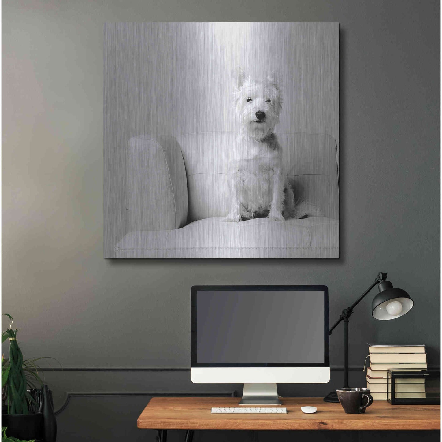 Luxe Metal Art 'White on White' by Edward M. Fielding, Metal Wall Art,36x36