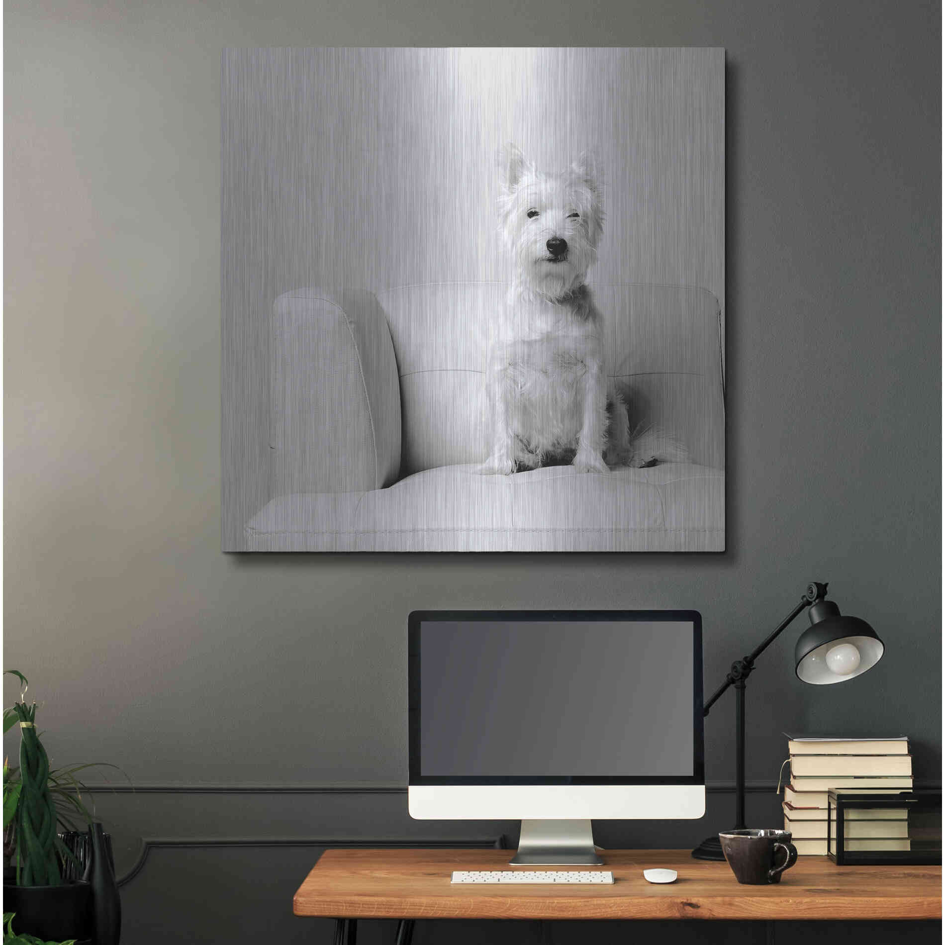 Luxe Metal Art 'White on White' by Edward M. Fielding, Metal Wall Art,36x36