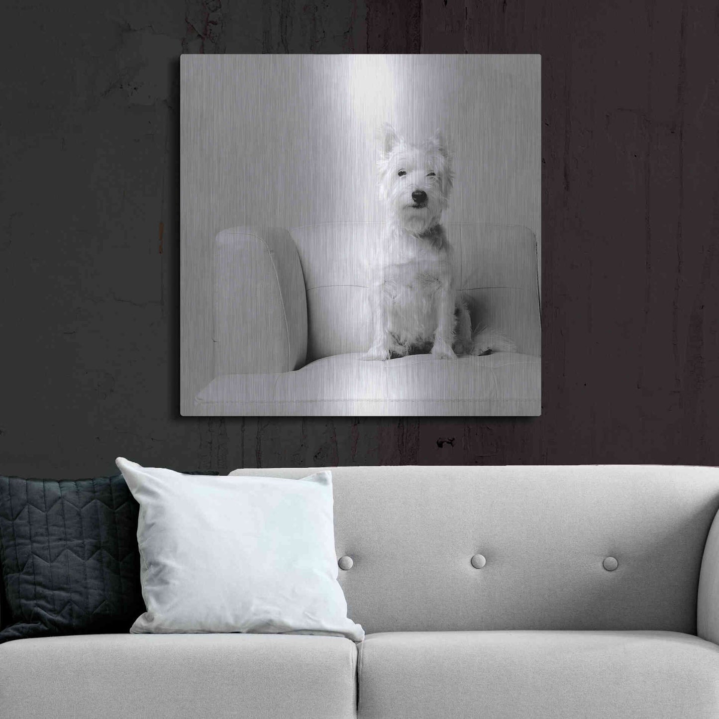 Luxe Metal Art 'White on White' by Edward M. Fielding, Metal Wall Art,36x36