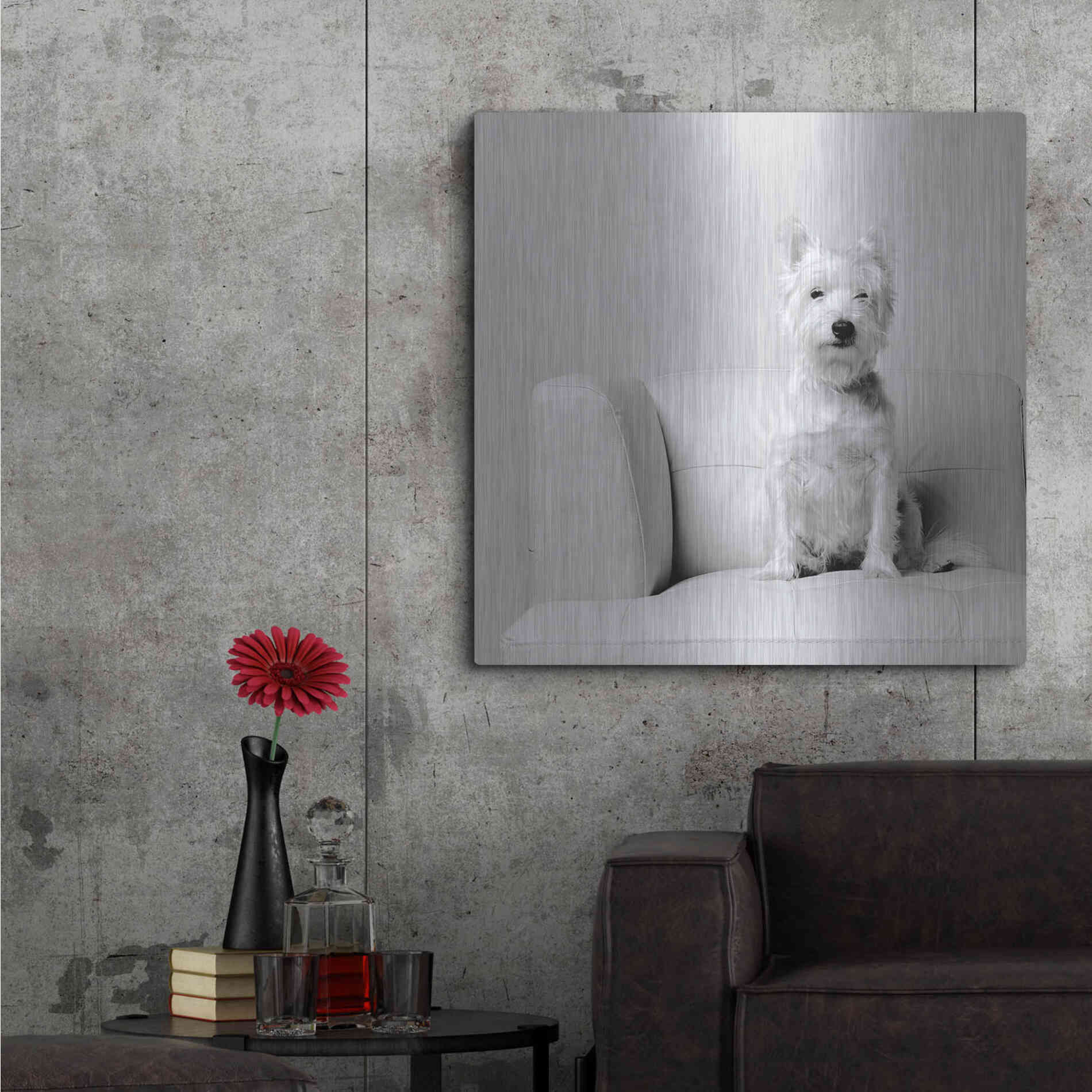 Luxe Metal Art 'White on White' by Edward M. Fielding, Metal Wall Art,36x36