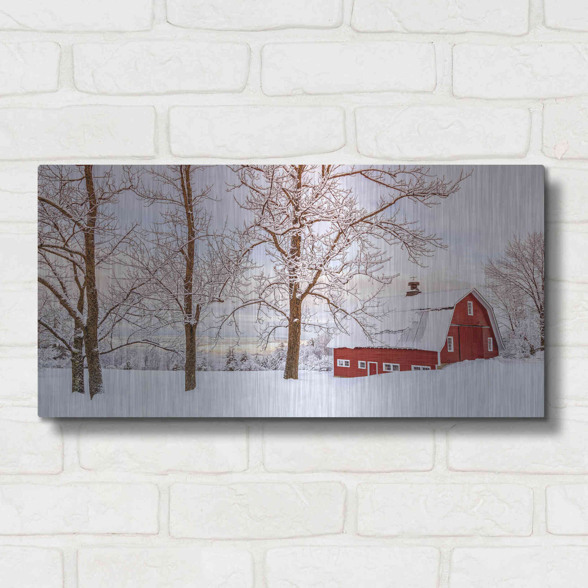 Luxe Metal Art 'Winter Arrives' by Edward M. Fielding, Metal Wall Art,24x12