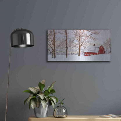 Luxe Metal Art 'Winter Arrives' by Edward M. Fielding, Metal Wall Art,24x12