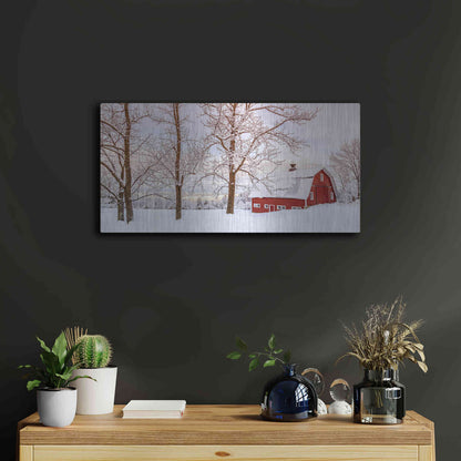 Luxe Metal Art 'Winter Arrives' by Edward M. Fielding, Metal Wall Art,24x12