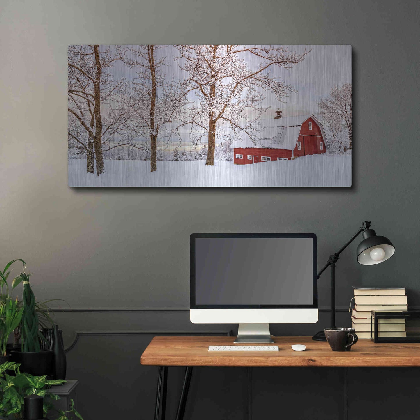 Luxe Metal Art 'Winter Arrives' by Edward M. Fielding, Metal Wall Art,48x24