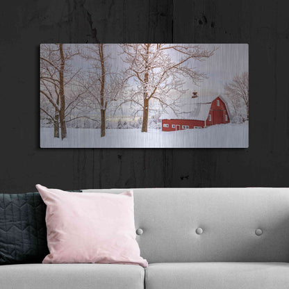 Luxe Metal Art 'Winter Arrives' by Edward M. Fielding, Metal Wall Art,48x24