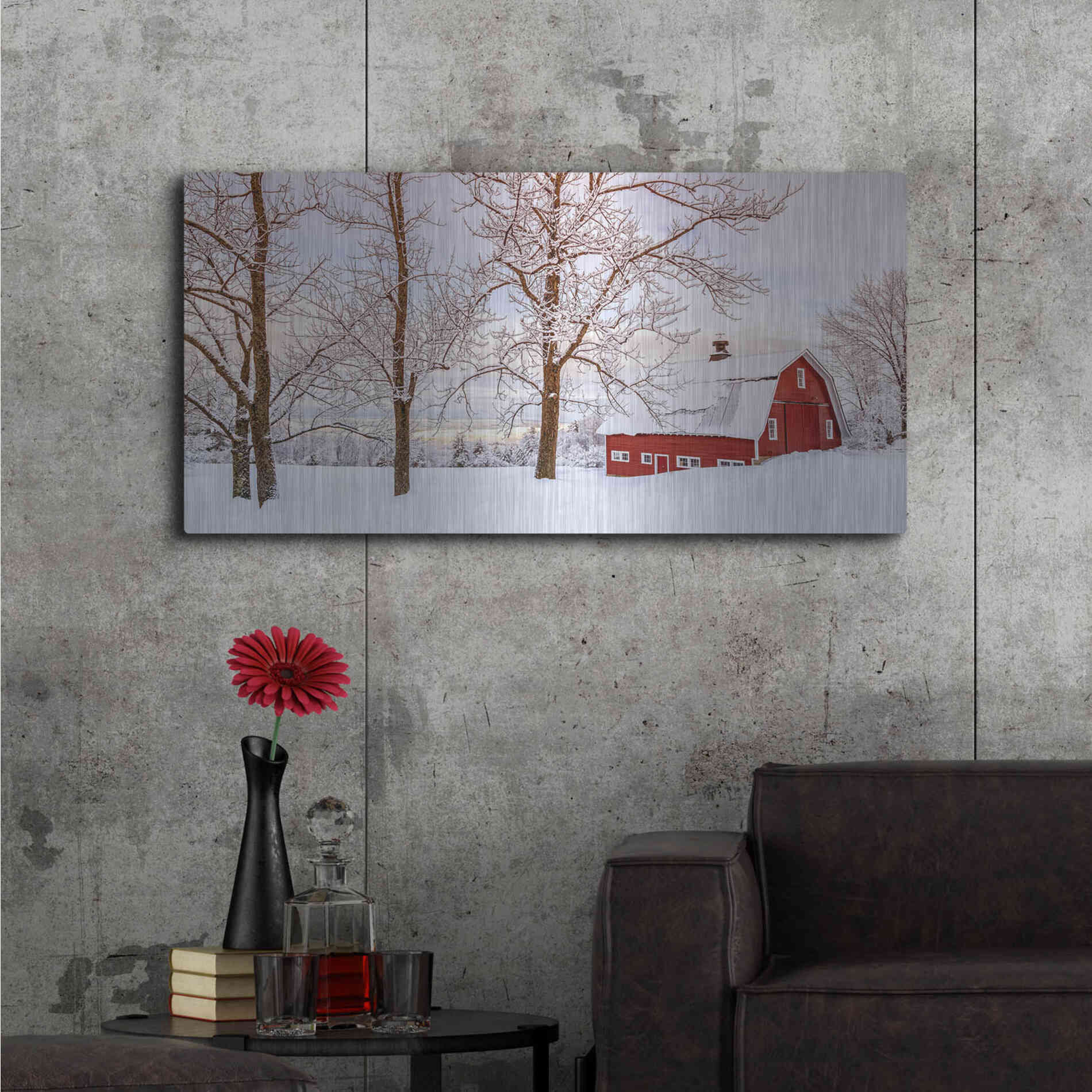 Luxe Metal Art 'Winter Arrives' by Edward M. Fielding, Metal Wall Art,48x24