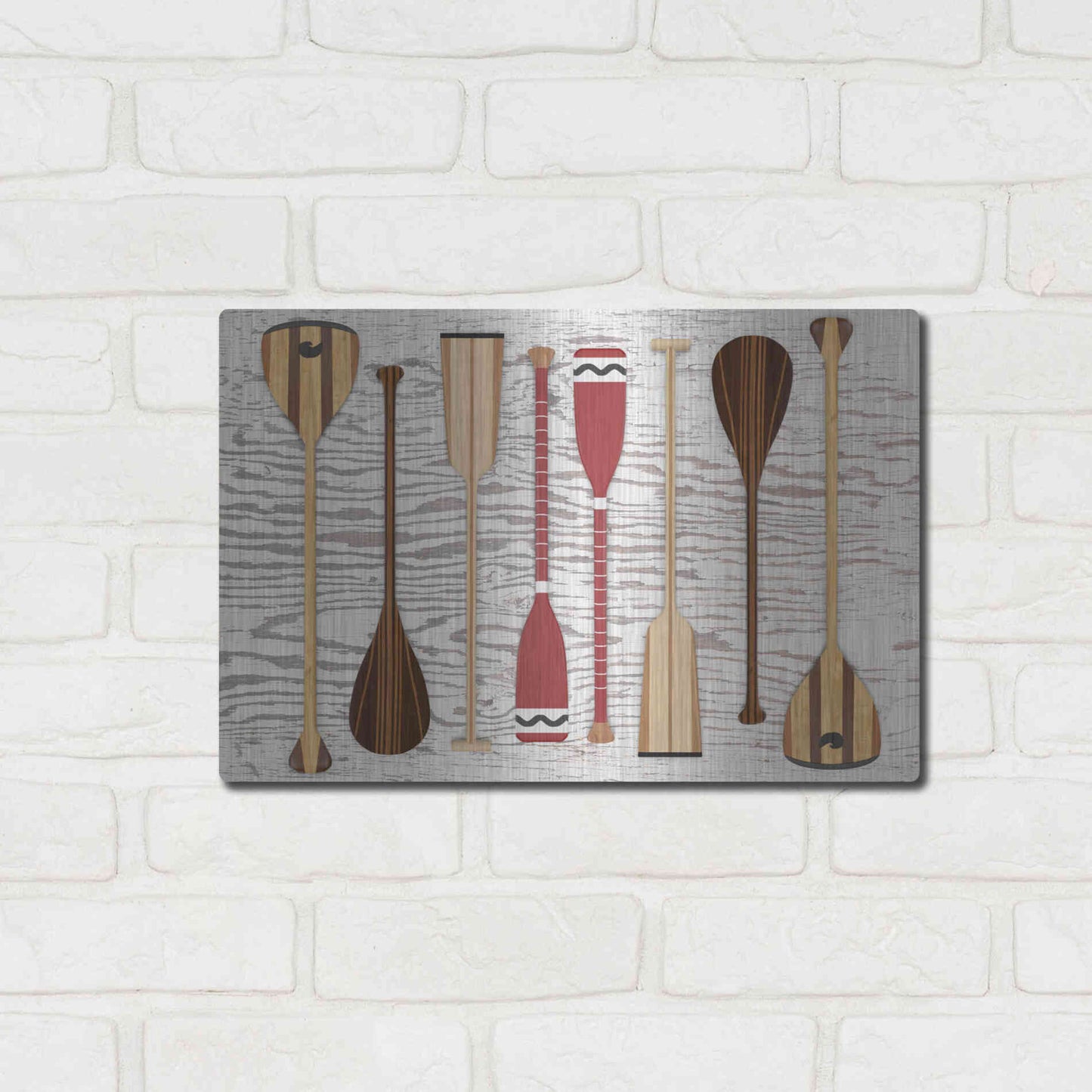 Luxe Metal Art 'Canoe Paddles & Oar' by Edward M. Fielding, Metal Wall Art,16x12