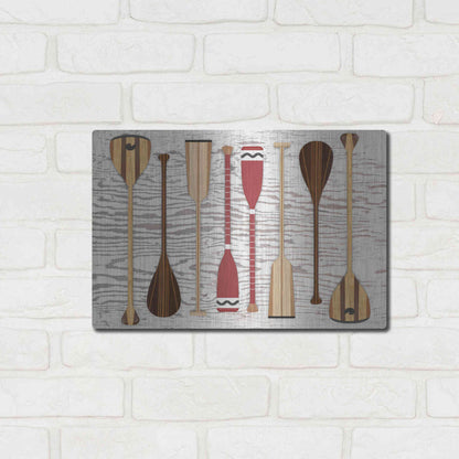 Luxe Metal Art 'Canoe Paddles & Oar' by Edward M. Fielding, Metal Wall Art,16x12