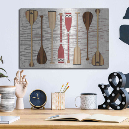 Luxe Metal Art 'Canoe Paddles & Oar' by Edward M. Fielding, Metal Wall Art,16x12