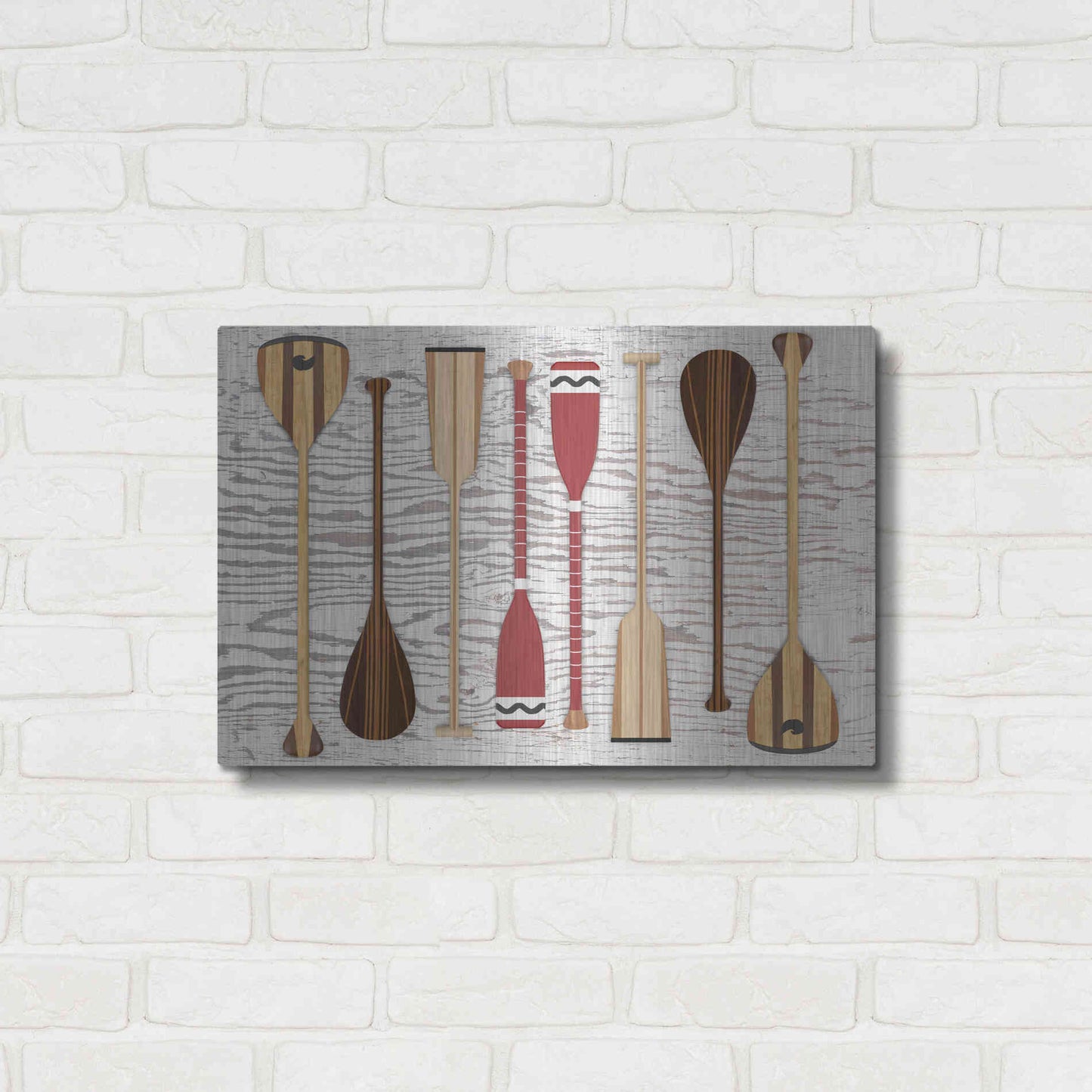 Luxe Metal Art 'Canoe Paddles & Oar' by Edward M. Fielding, Metal Wall Art,24x16