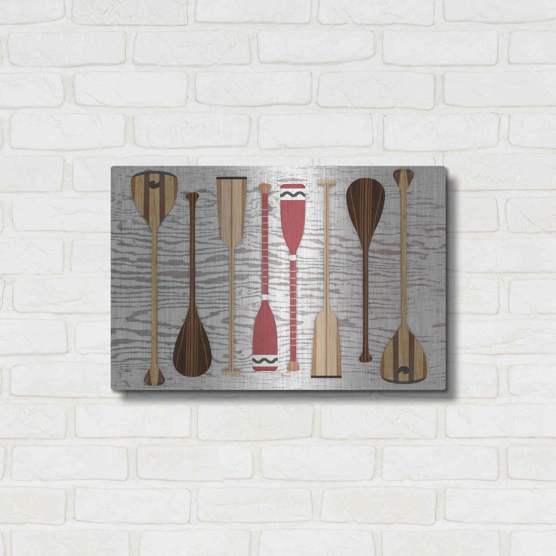 Luxe Metal Art 'Canoe Paddles & Oar' by Edward M. Fielding, Metal Wall Art,24x16