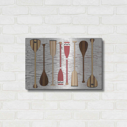 Luxe Metal Art 'Canoe Paddles & Oar' by Edward M. Fielding, Metal Wall Art,24x16