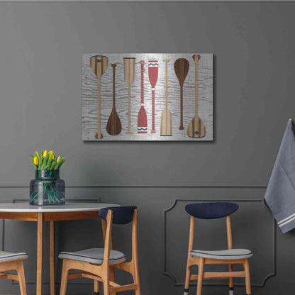 Luxe Metal Art 'Canoe Paddles & Oar' by Edward M. Fielding, Metal Wall Art,36x24