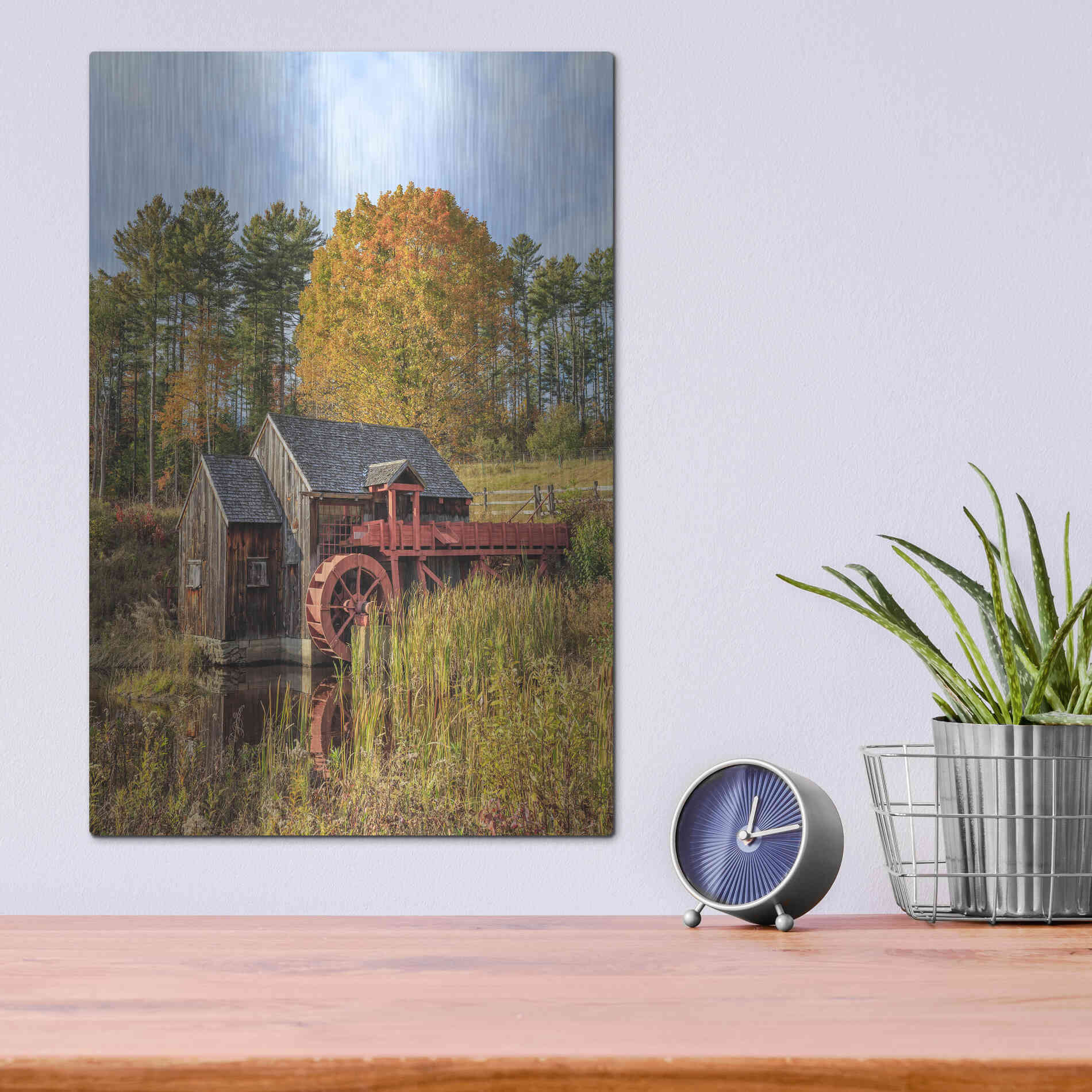 Luxe Metal Art 'Grist Mill' by Edward M. Fielding, Metal Wall Art,12x16