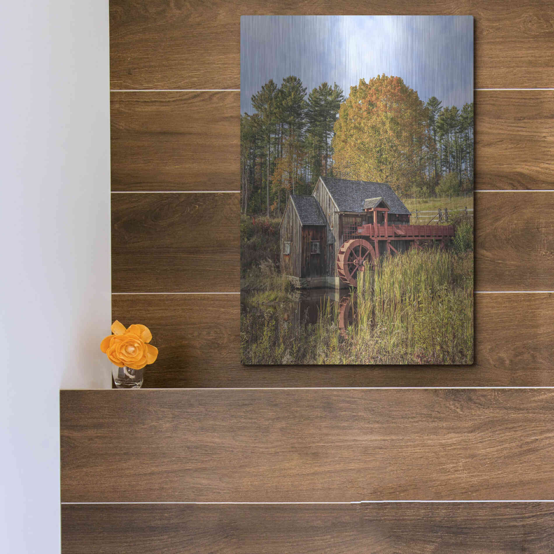 Luxe Metal Art 'Grist Mill' by Edward M. Fielding, Metal Wall Art,12x16