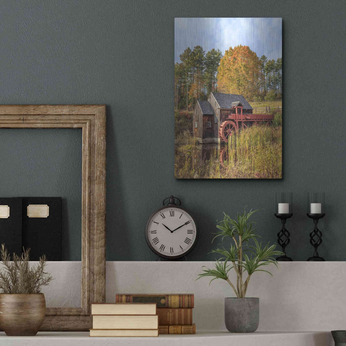 Luxe Metal Art 'Grist Mill' by Edward M. Fielding, Metal Wall Art,12x16