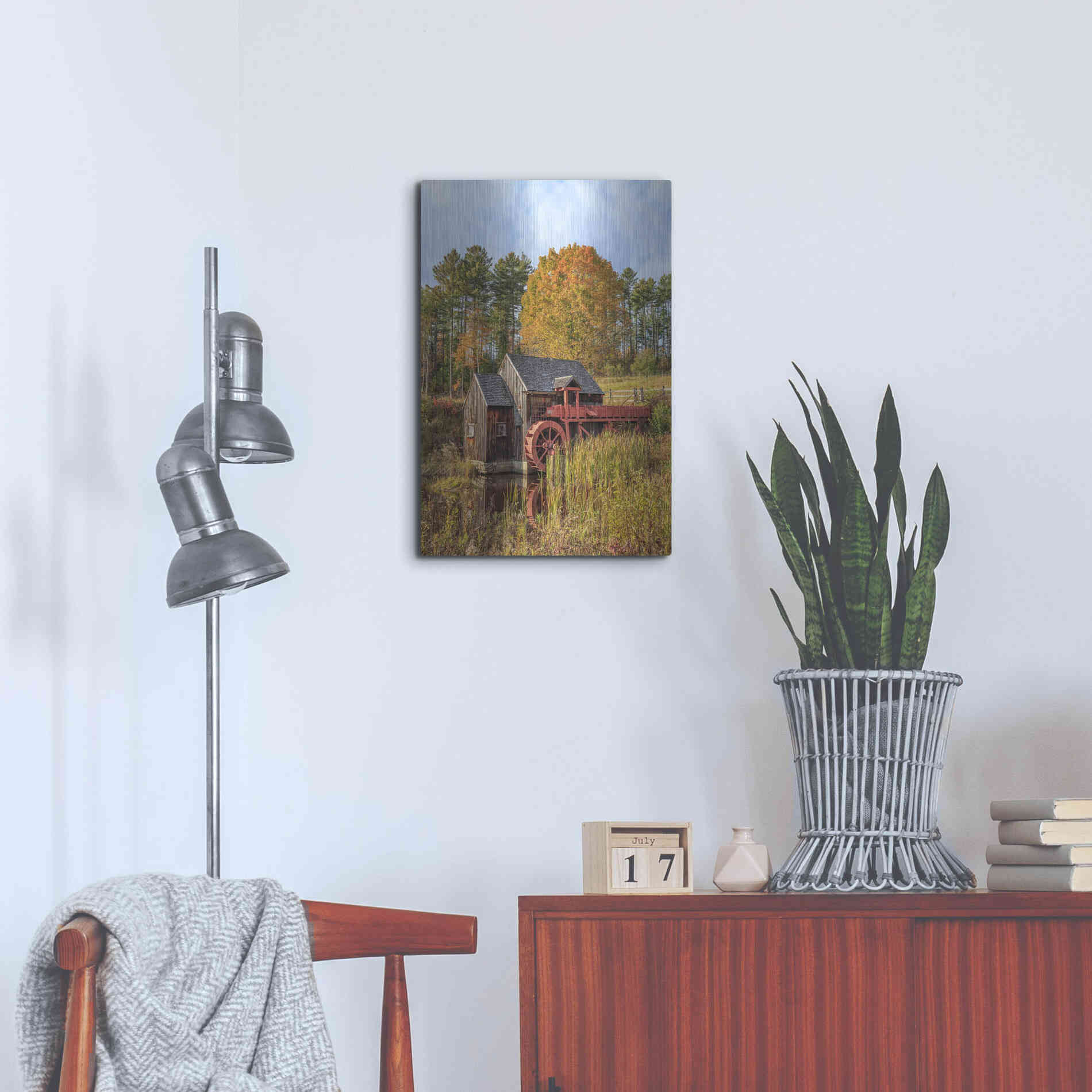 Luxe Metal Art 'Grist Mill' by Edward M. Fielding, Metal Wall Art,16x24