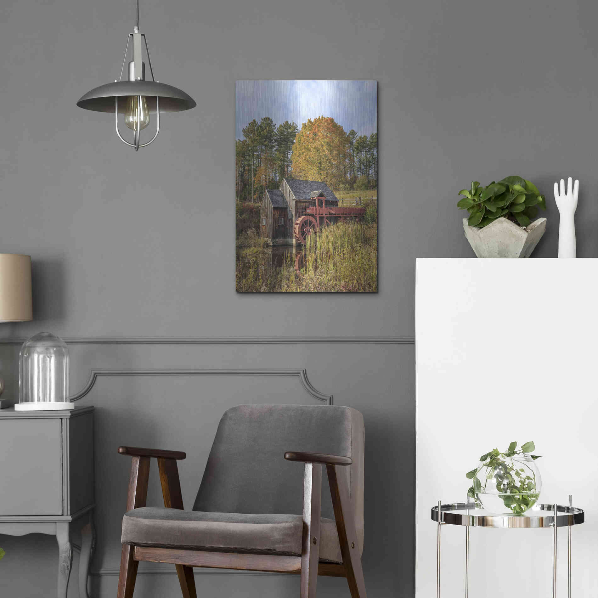 Luxe Metal Art 'Grist Mill' by Edward M. Fielding, Metal Wall Art,16x24