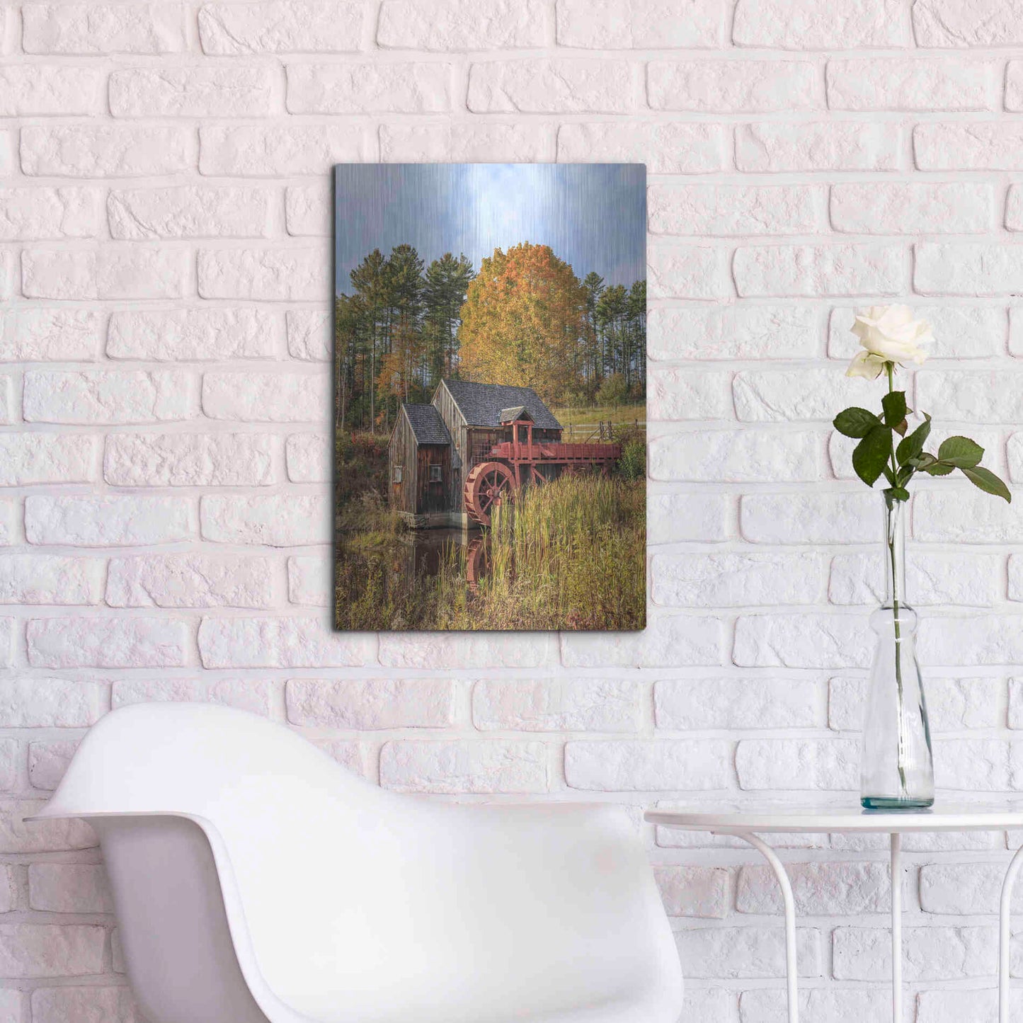 Luxe Metal Art 'Grist Mill' by Edward M. Fielding, Metal Wall Art,16x24