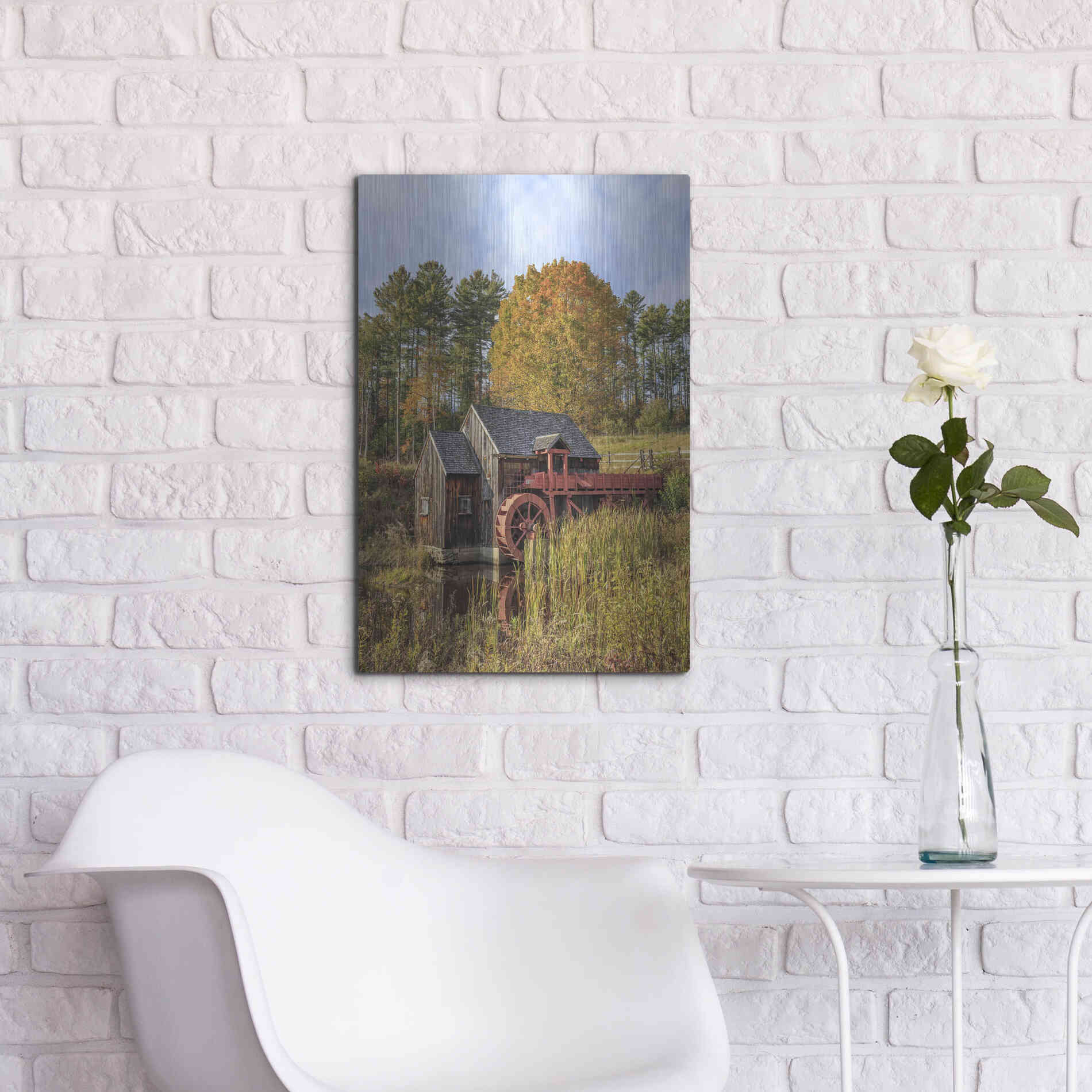 Luxe Metal Art 'Grist Mill' by Edward M. Fielding, Metal Wall Art,16x24