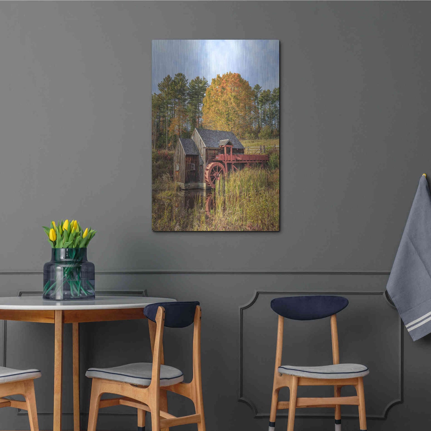 Luxe Metal Art 'Grist Mill' by Edward M. Fielding, Metal Wall Art,24x36