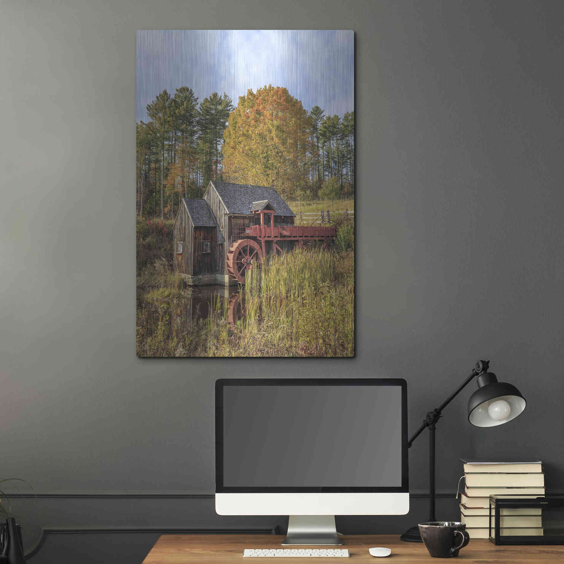 Luxe Metal Art 'Grist Mill' by Edward M. Fielding, Metal Wall Art,24x36