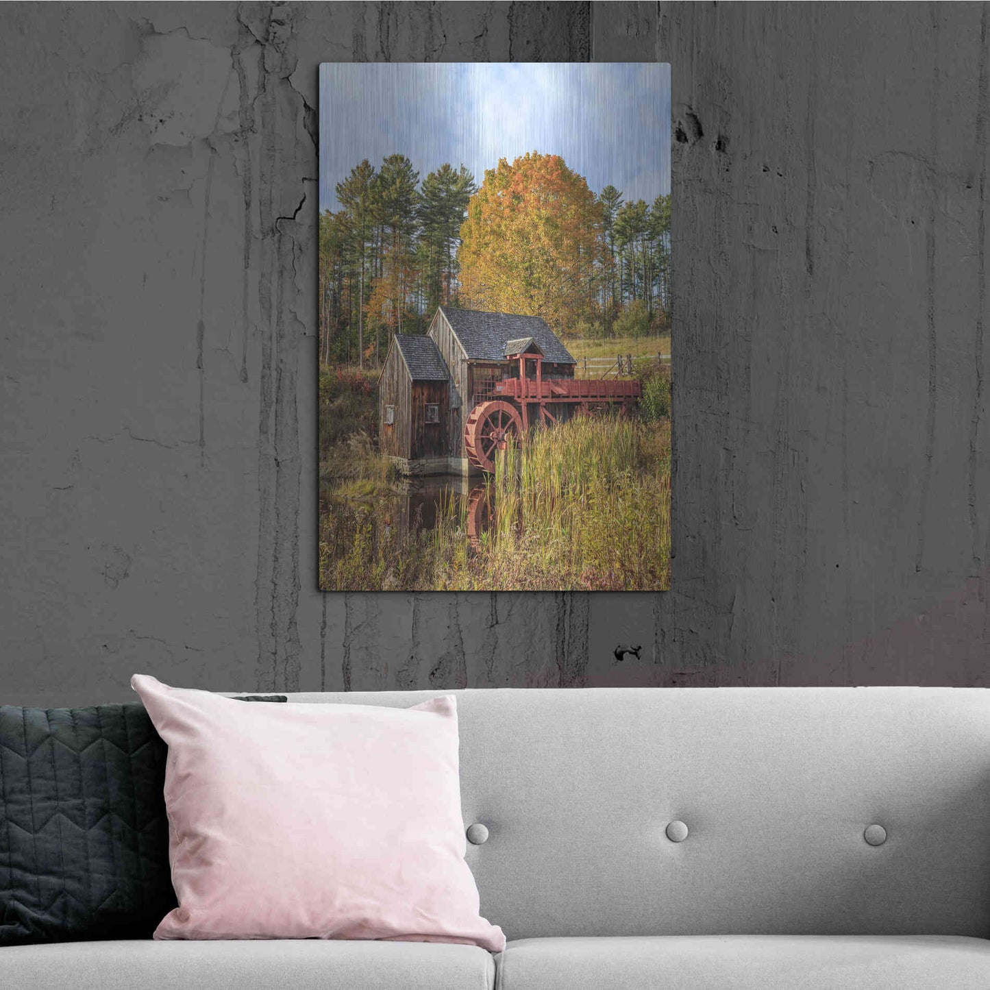 Luxe Metal Art 'Grist Mill' by Edward M. Fielding, Metal Wall Art,24x36