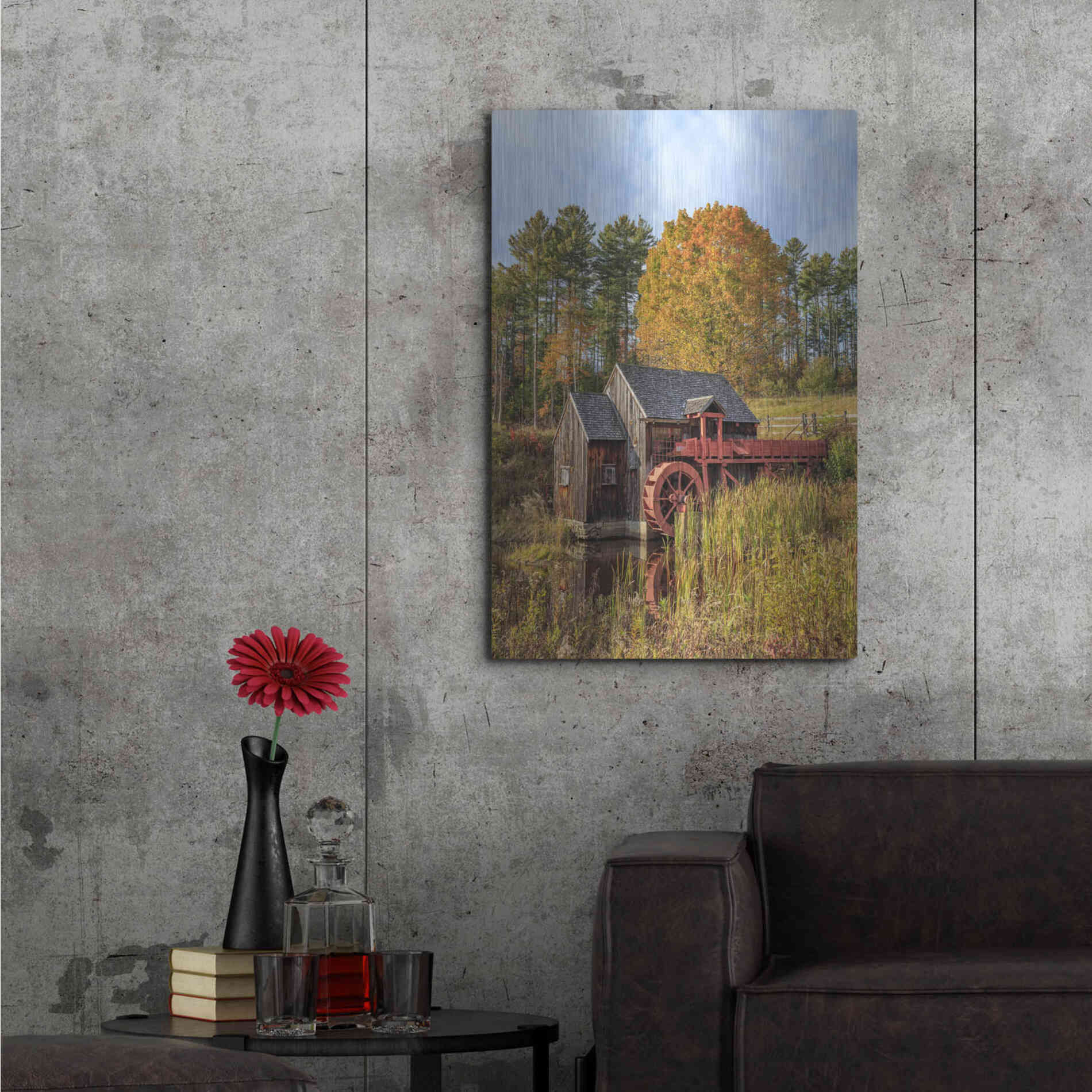 Luxe Metal Art 'Grist Mill' by Edward M. Fielding, Metal Wall Art,24x36