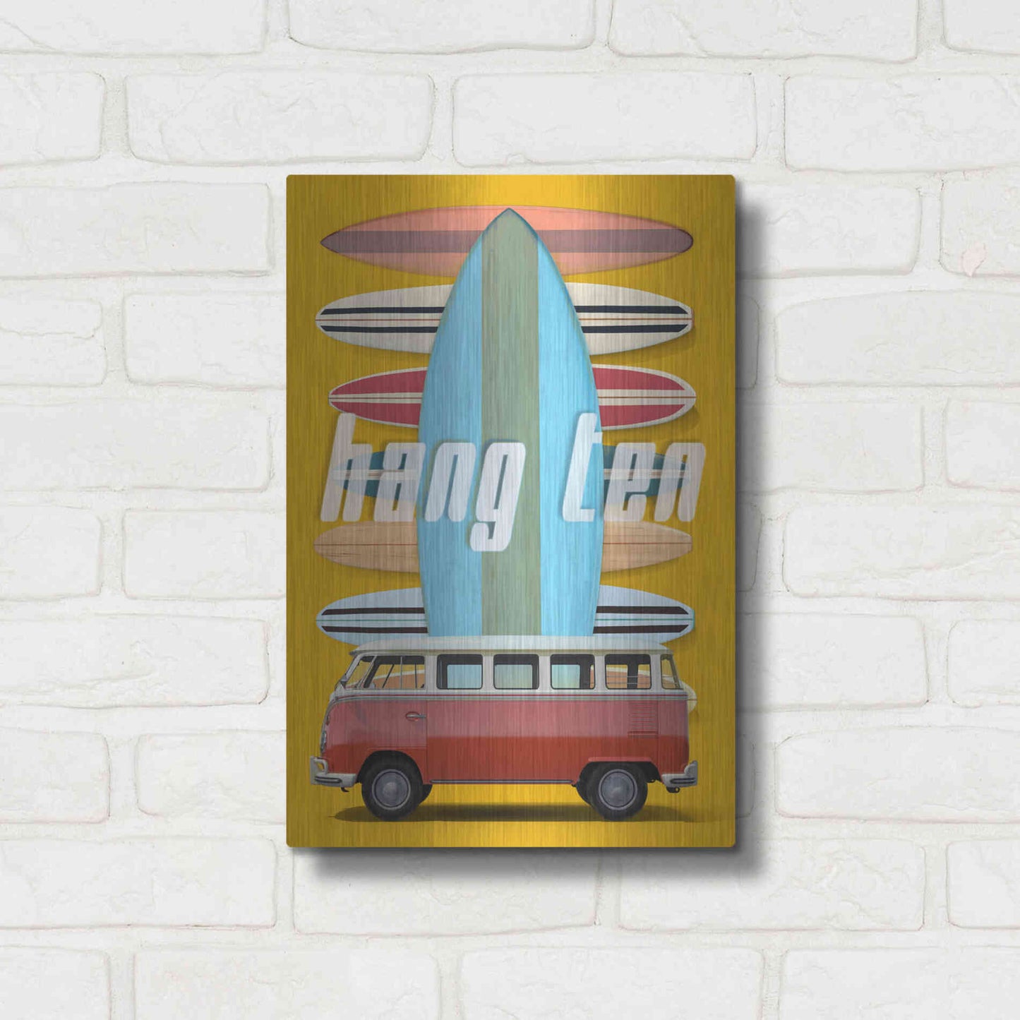 Luxe Metal Art 'Hang Ten' by Edward M. Fielding, Metal Wall Art,12x16