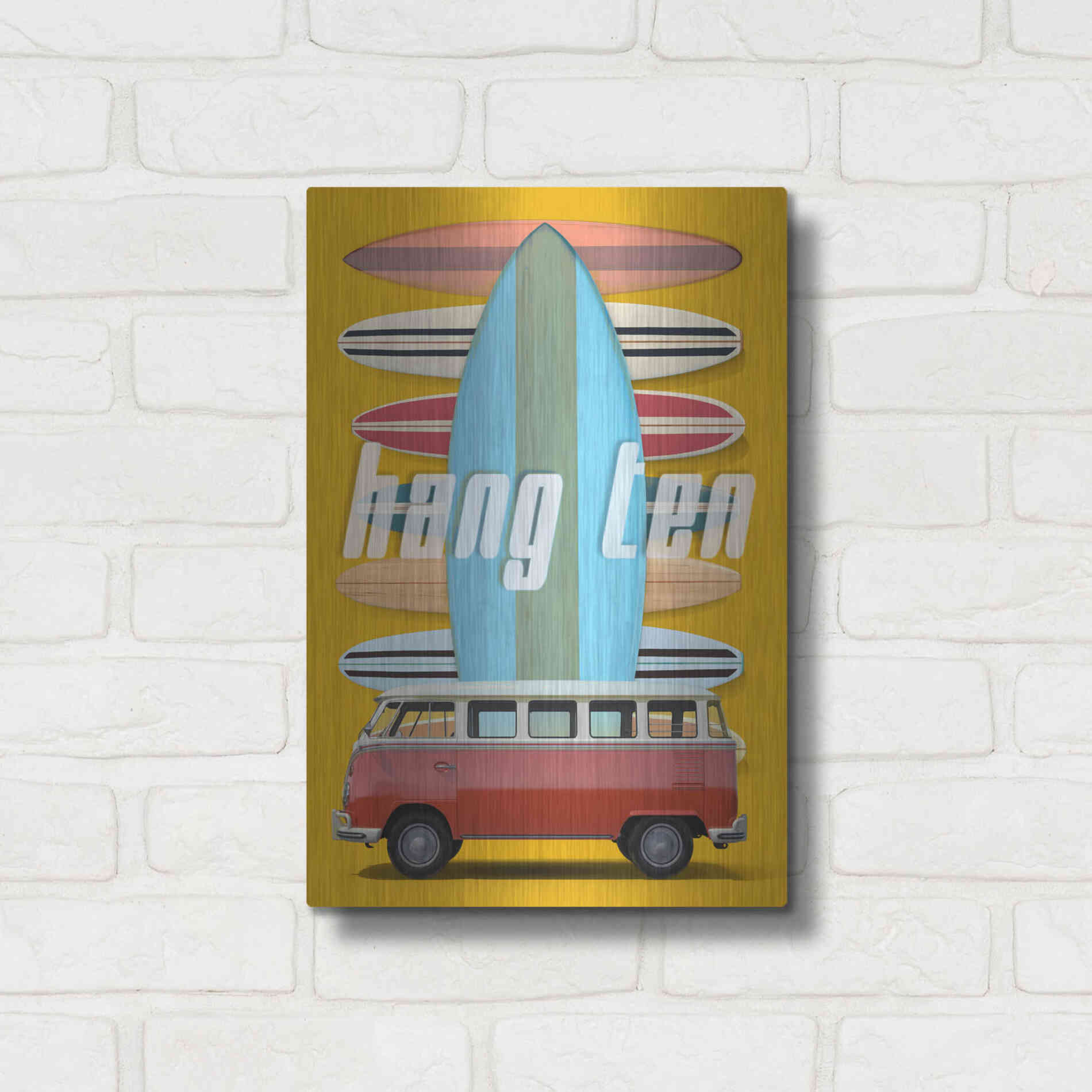 Luxe Metal Art 'Hang Ten' by Edward M. Fielding, Metal Wall Art,12x16