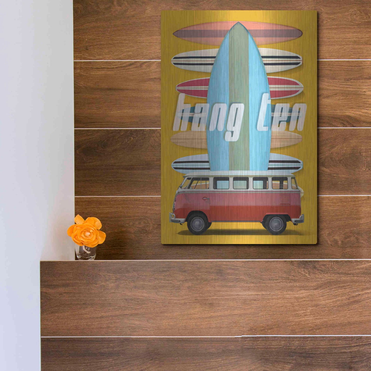 Luxe Metal Art 'Hang Ten' by Edward M. Fielding, Metal Wall Art,12x16