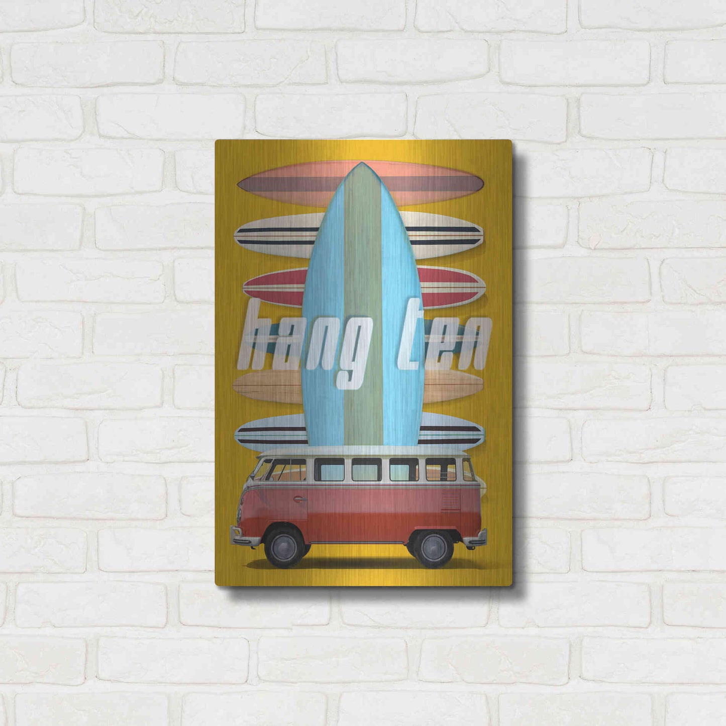 Luxe Metal Art 'Hang Ten' by Edward M. Fielding, Metal Wall Art,16x24