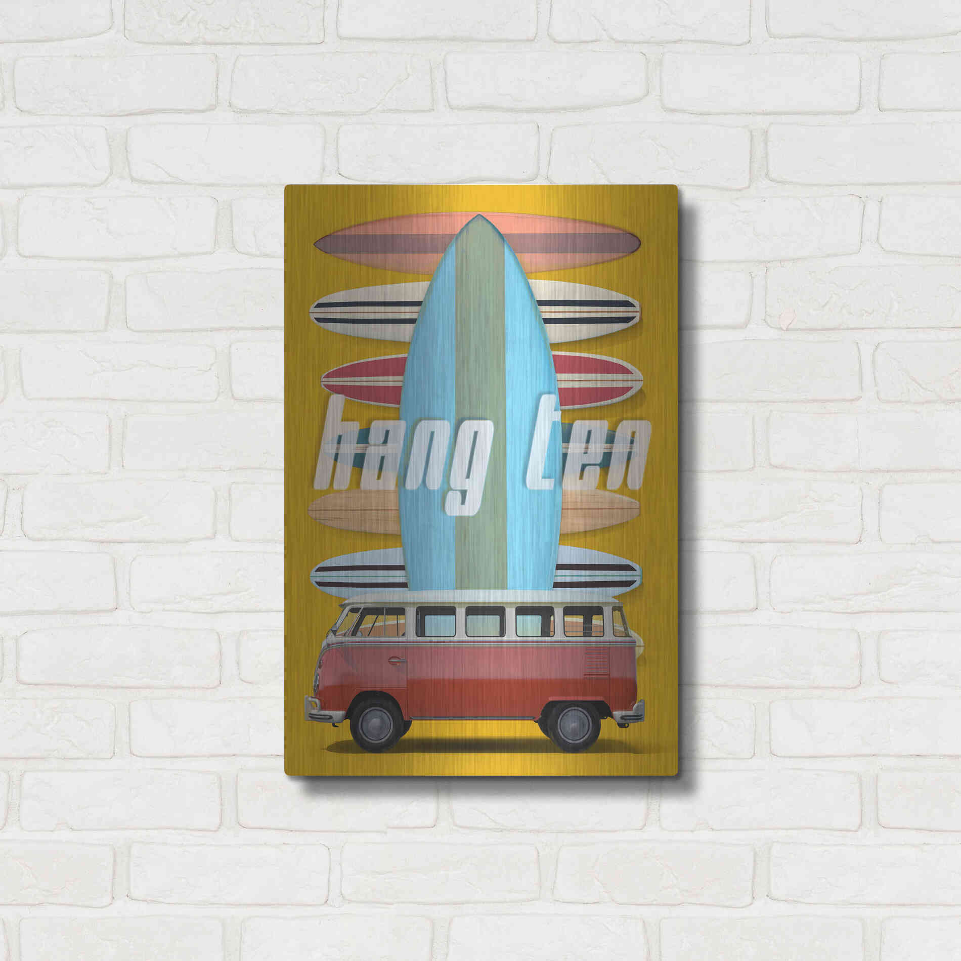 Luxe Metal Art 'Hang Ten' by Edward M. Fielding, Metal Wall Art,16x24