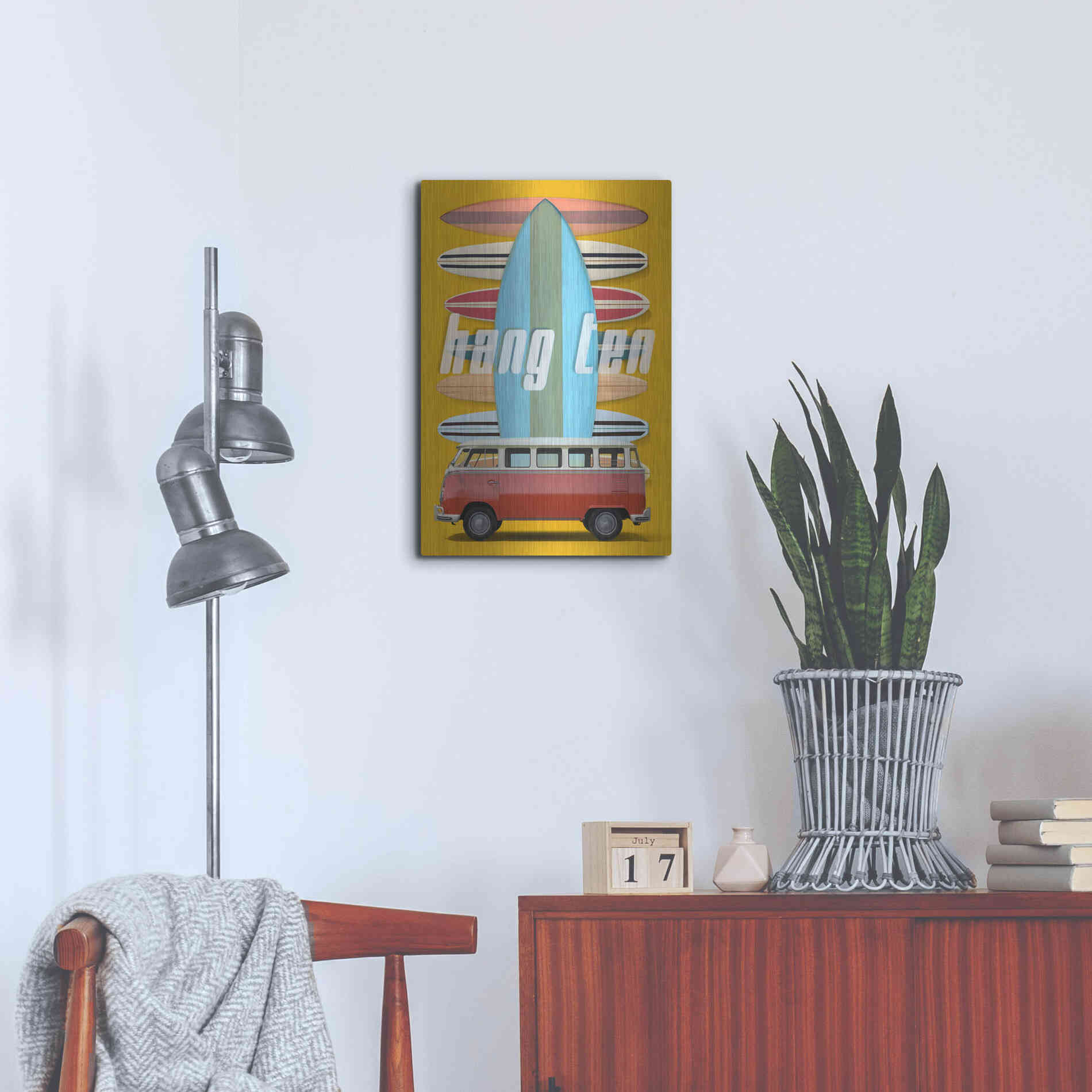 Luxe Metal Art 'Hang Ten' by Edward M. Fielding, Metal Wall Art,16x24