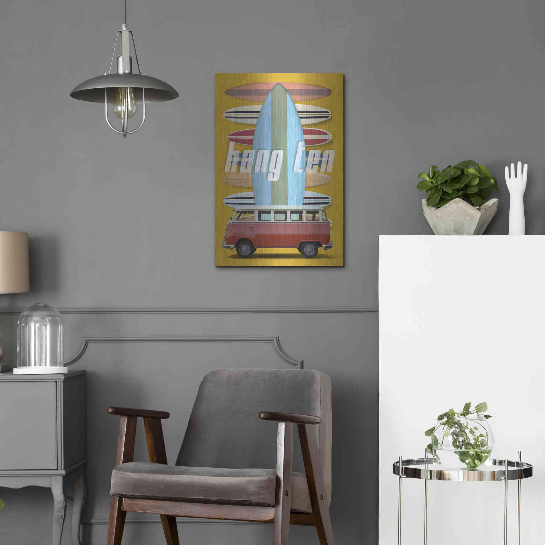 Luxe Metal Art 'Hang Ten' by Edward M. Fielding, Metal Wall Art,16x24