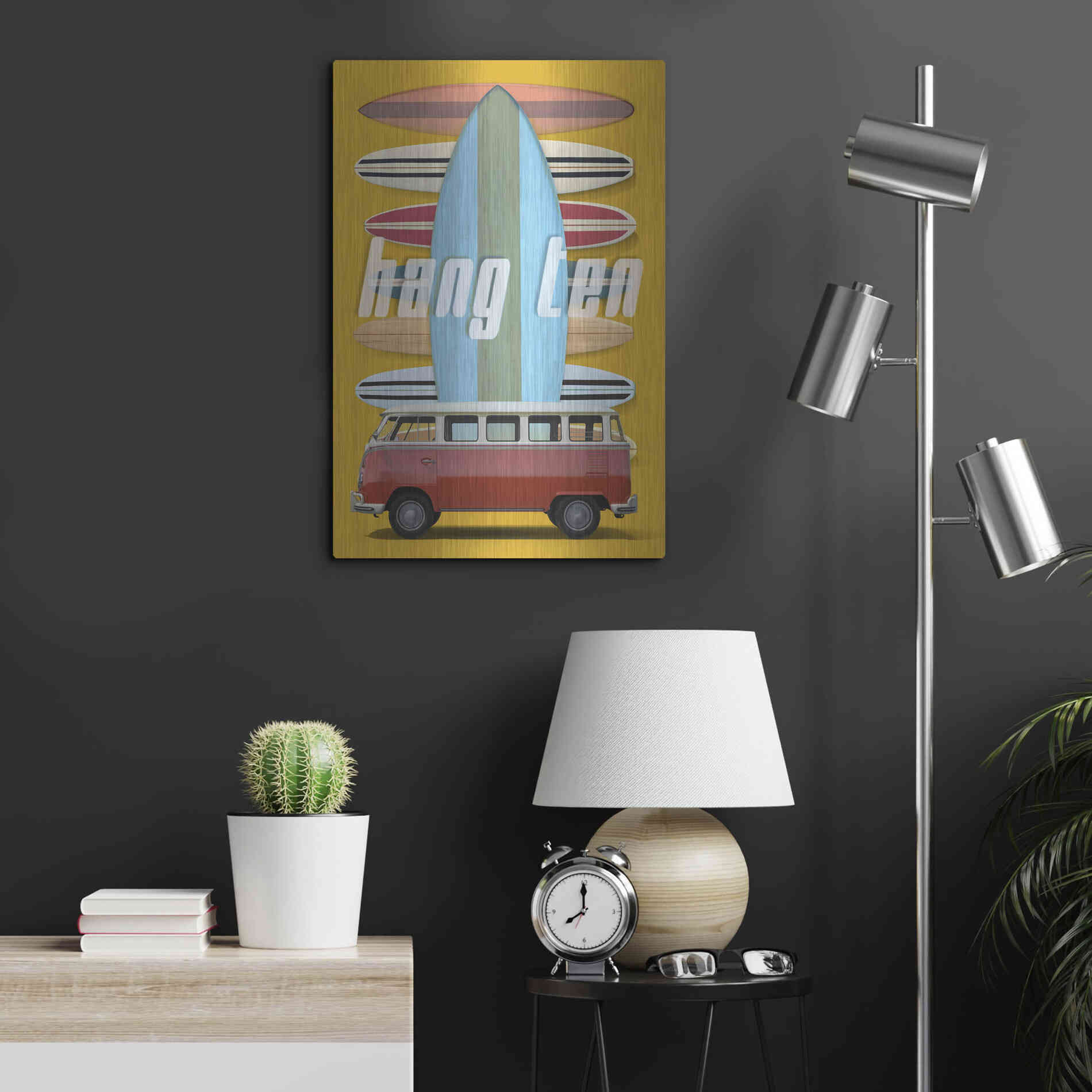 Luxe Metal Art 'Hang Ten' by Edward M. Fielding, Metal Wall Art,16x24