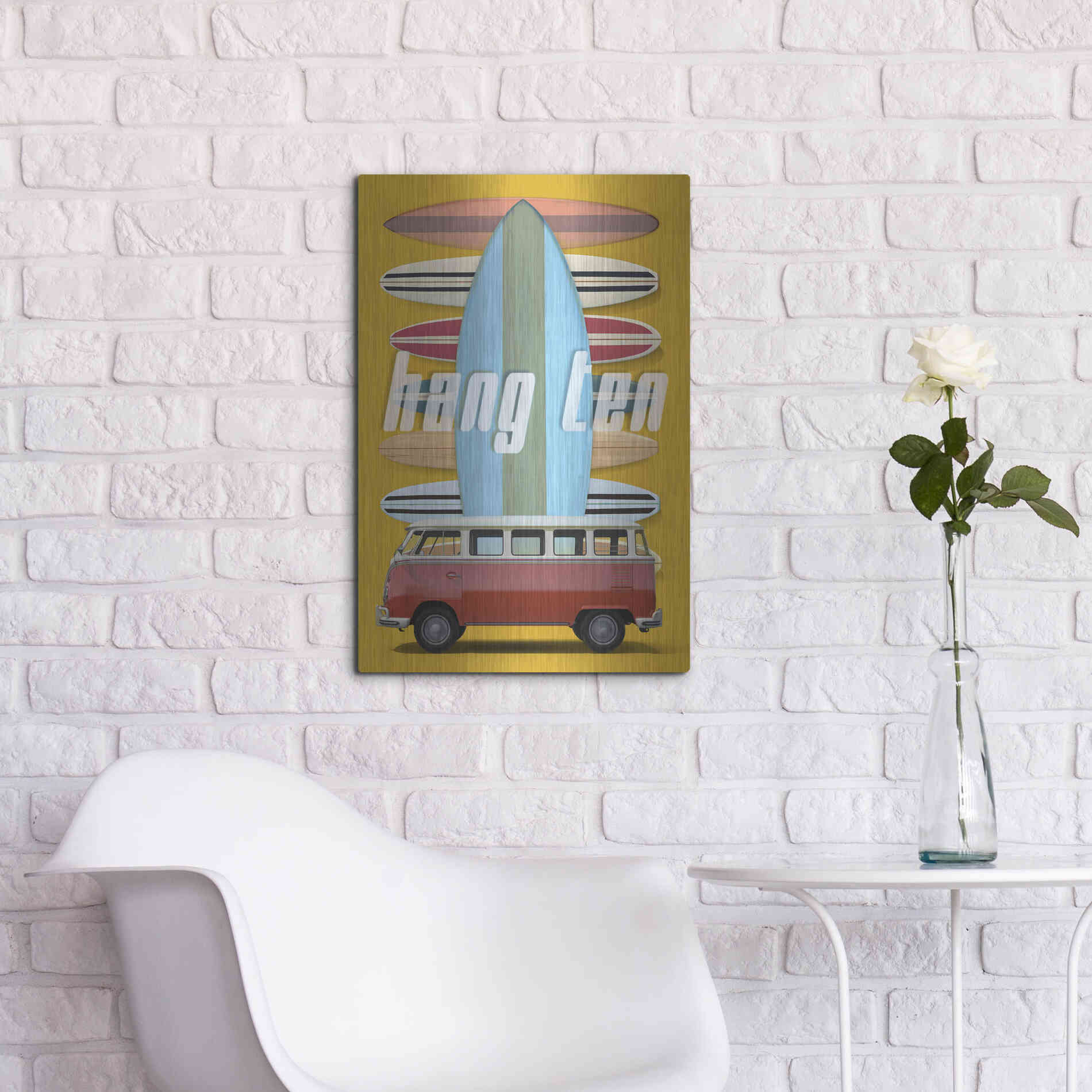 Luxe Metal Art 'Hang Ten' by Edward M. Fielding, Metal Wall Art,16x24
