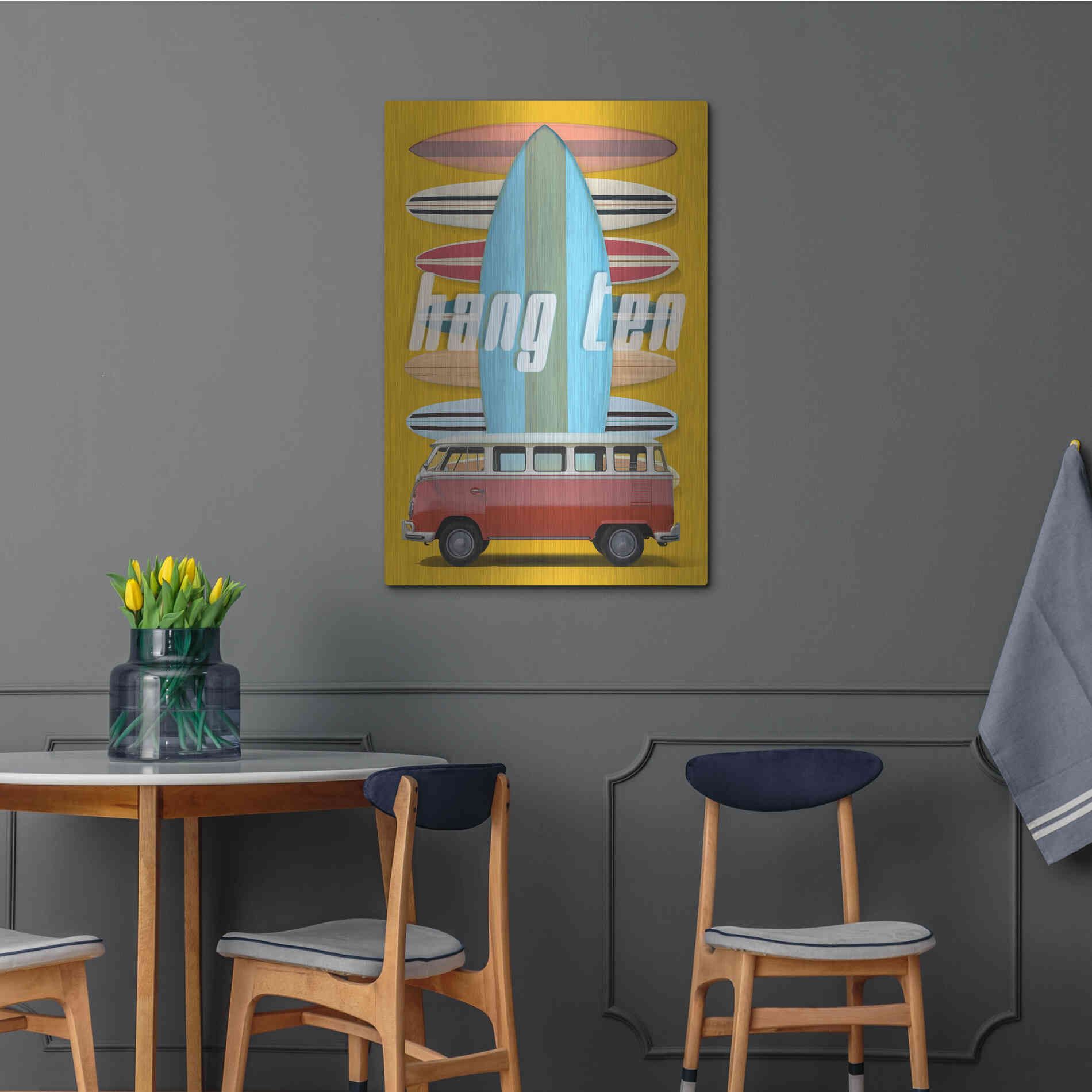 Luxe Metal Art 'Hang Ten' by Edward M. Fielding, Metal Wall Art,24x36