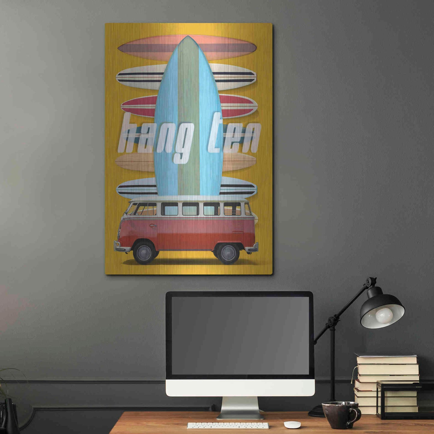 Luxe Metal Art 'Hang Ten' by Edward M. Fielding, Metal Wall Art,24x36