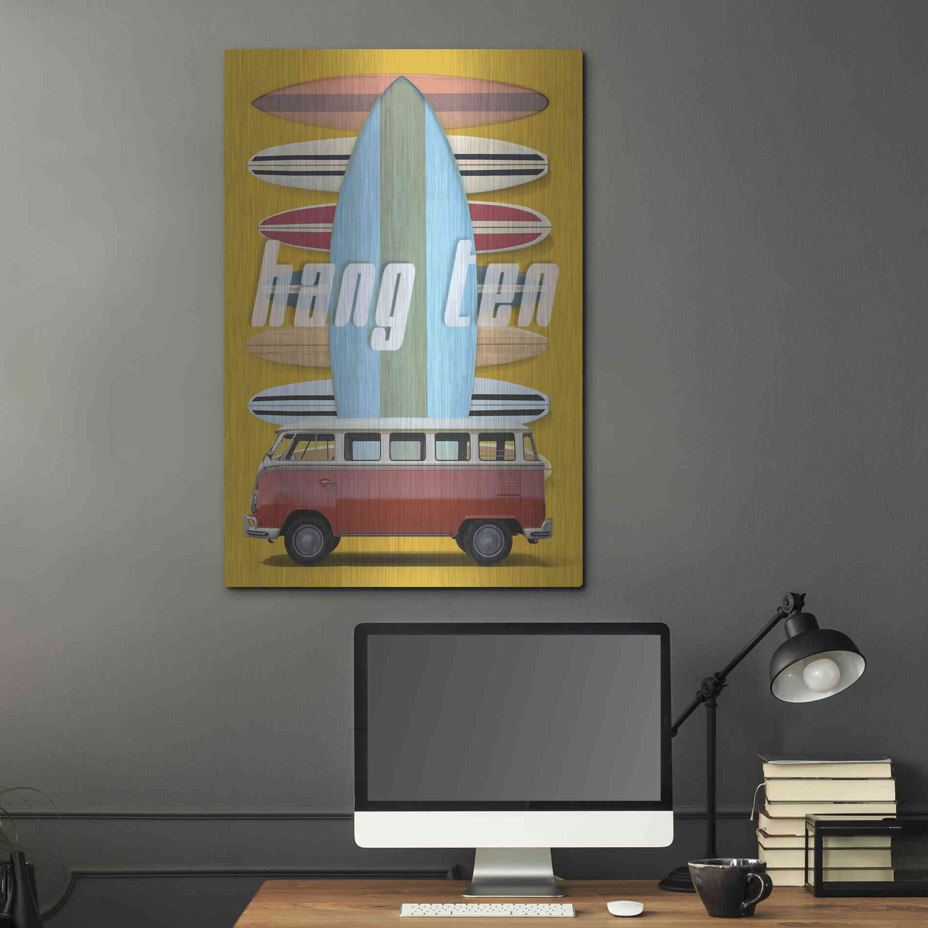 Luxe Metal Art 'Hang Ten' by Edward M. Fielding, Metal Wall Art,24x36
