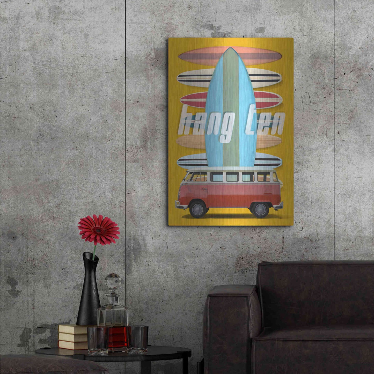 Luxe Metal Art 'Hang Ten' by Edward M. Fielding, Metal Wall Art,24x36
