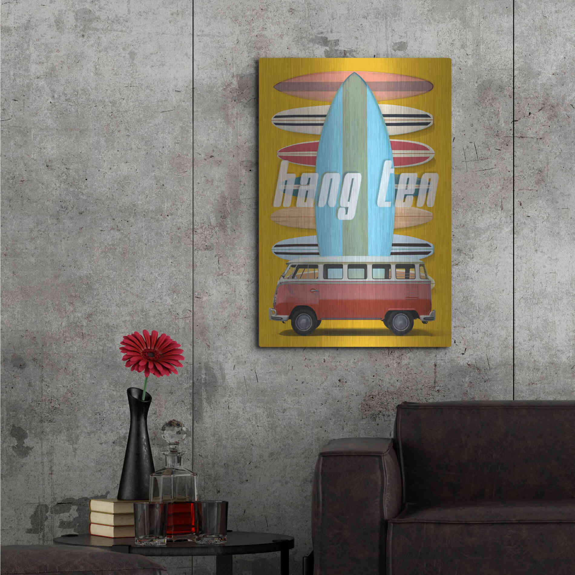 Luxe Metal Art 'Hang Ten' by Edward M. Fielding, Metal Wall Art,24x36