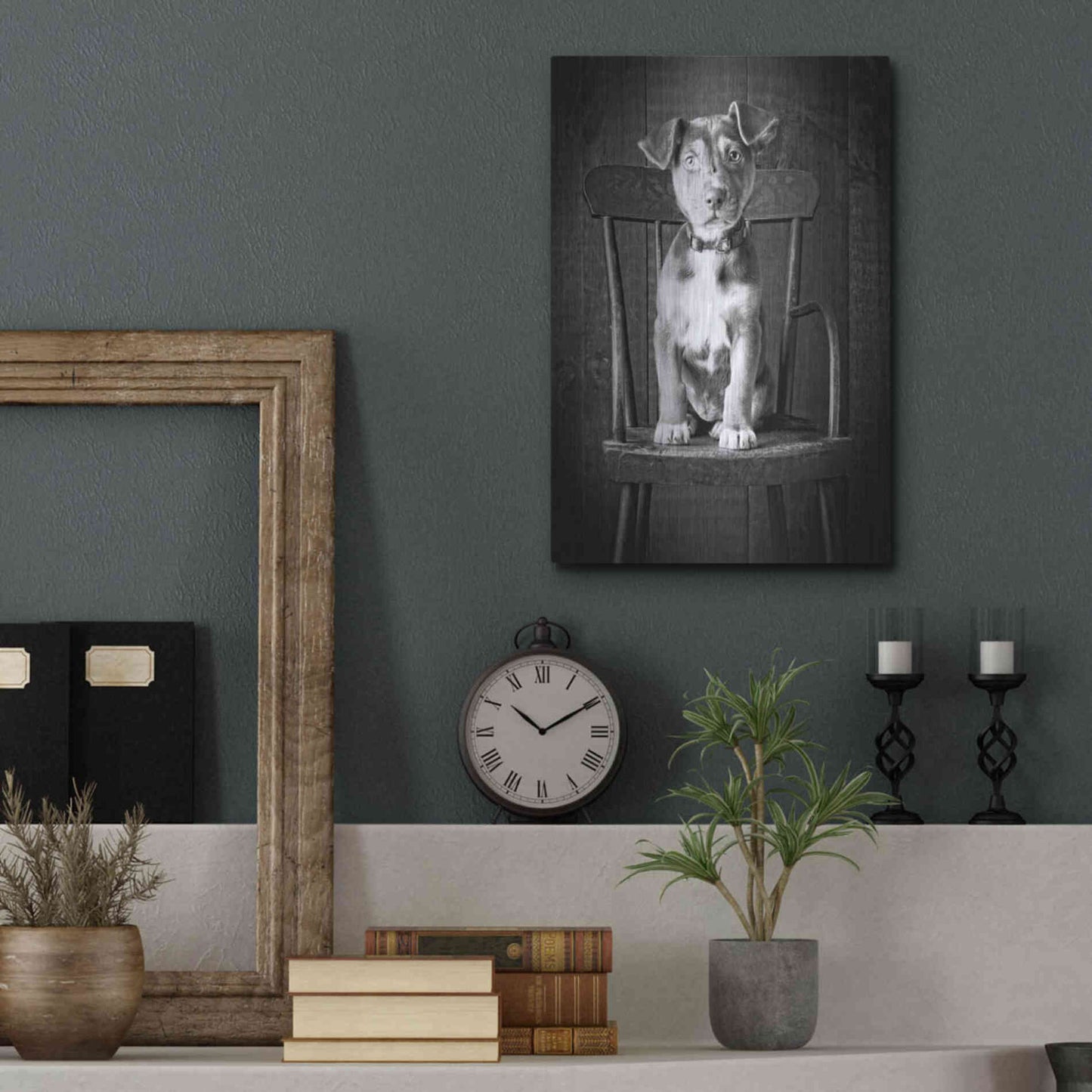 Luxe Metal Art 'Mutt Black & White' by Edward M. Fielding, Metal Wall Art,12x16