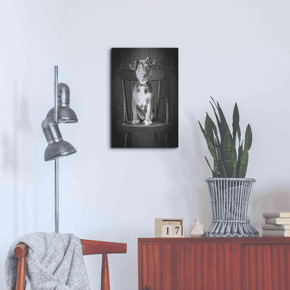 Luxe Metal Art 'Mutt Black & White' by Edward M. Fielding, Metal Wall Art,16x24