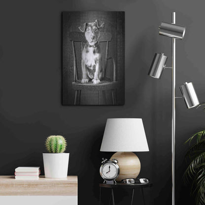 Luxe Metal Art 'Mutt Black & White' by Edward M. Fielding, Metal Wall Art,16x24