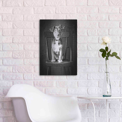Luxe Metal Art 'Mutt Black & White' by Edward M. Fielding, Metal Wall Art,16x24