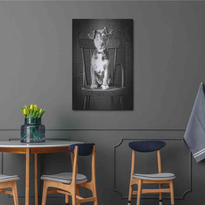 Luxe Metal Art 'Mutt Black & White' by Edward M. Fielding, Metal Wall Art,24x36
