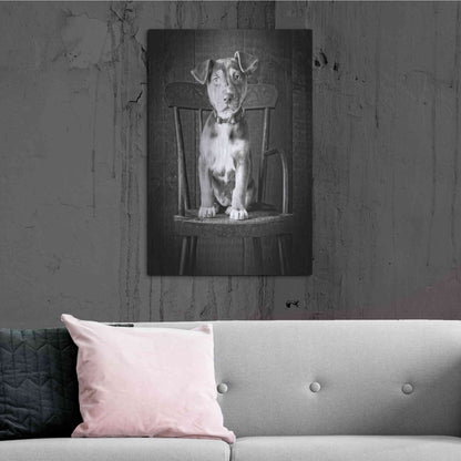 Luxe Metal Art 'Mutt Black & White' by Edward M. Fielding, Metal Wall Art,24x36